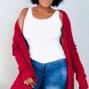 Tops * | Shop Kloset Essentials The Cozy Up Cardigan-Burgundy