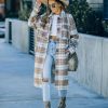 Coats & Jackets * | Lumi-001 Wayland Pocketed Plaid Coat Taupe Final Sale