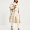 Coats & Jackets * | Mabl-001 City Girl Pocketed Plaid Coat Ivory Final Sale