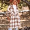 Coats & Jackets * | Prom-001 Bridgeview Pocketed Plaid Coat Mocha Final Sale