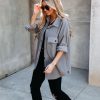 Coats & Jackets * | Acoa-001 Lexie Cotton Blend Button Down Shacket Charcoal Final Sale