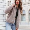 Coats & Jackets * | In L-001 Samantha Pocketed Teddy Jacket Taupe Final Sale