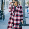 Coats & Jackets * | A Pe-001 Wishful Winter Pocketed Plaid Coat Red Final Sale