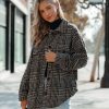 Coats & Jackets * | Vint-001 Lamont Pocketed Houndstooth Knit Shacket Final Sale