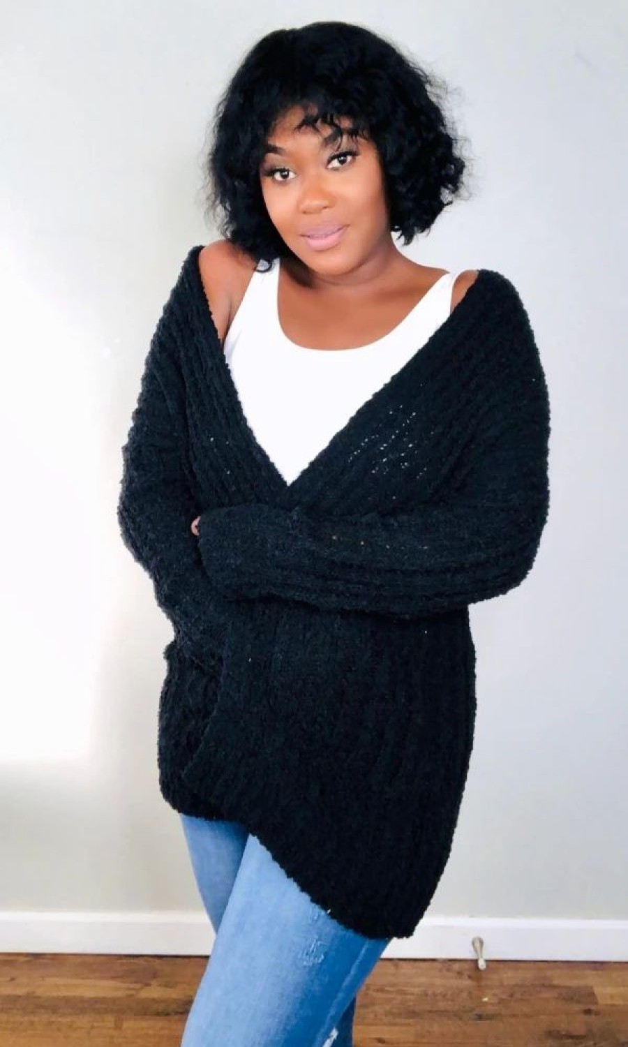 Tops * | Shop Kloset Essentials The Cozy Up Cardigan-Black