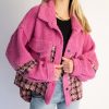 Coats & Jackets * | Pol-001 Avery Sherpa Tweed Contrast Jacket Pink Final Sale