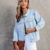 Coats & Jackets * | Andr-001 Underwood Denim Frayed Ruffle Jacket Sale