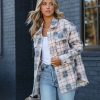 Coats & Jackets * | Danc-001 Pullman Plaid Button Down Shacket Oatmeal Final Sale