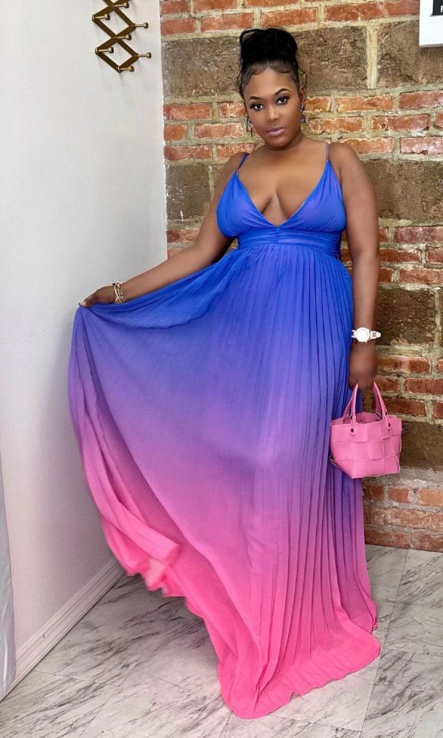 Dresses * | Shop Kloset Essentials I Am The Moment Maxi Dress (Blue Ombre)