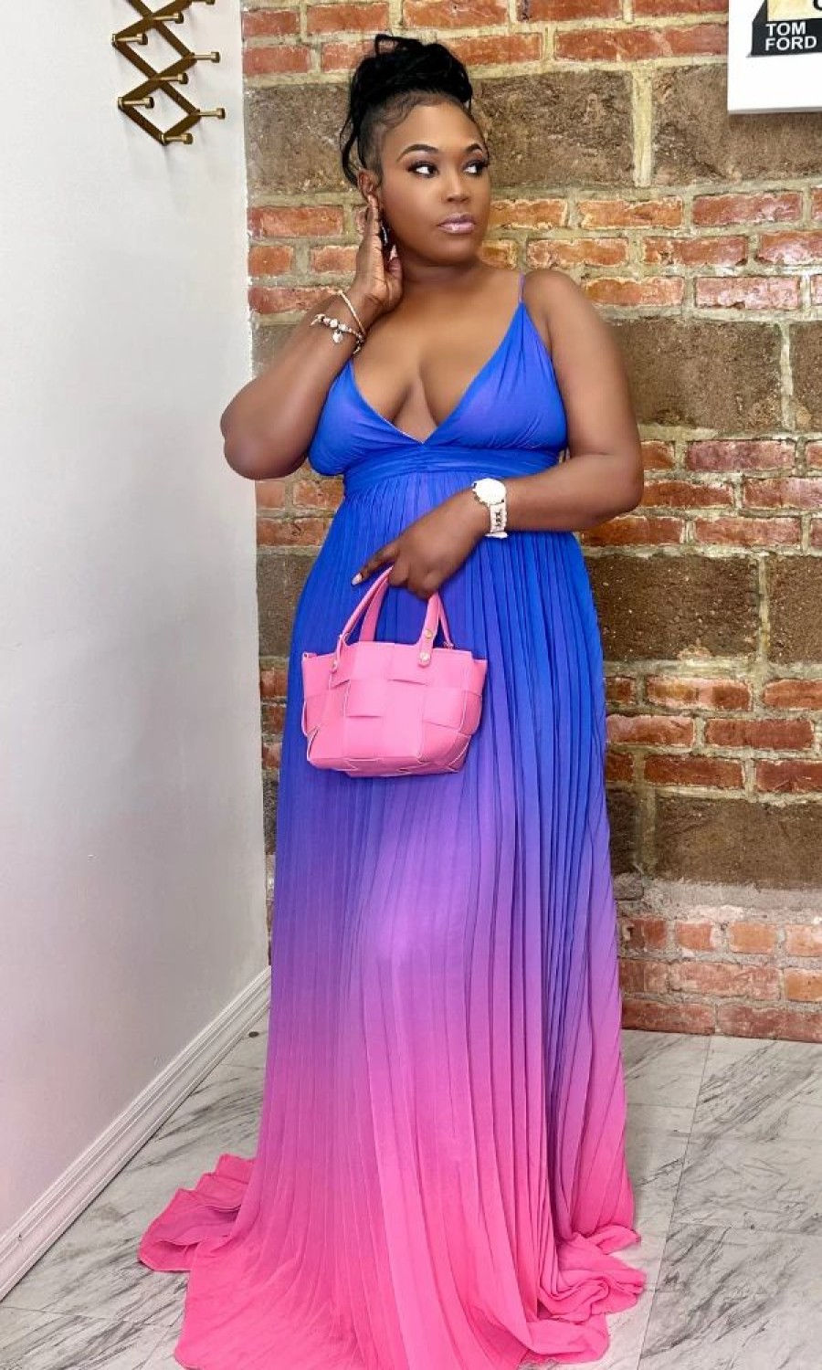 Dresses * | Shop Kloset Essentials I Am The Moment Maxi Dress (Blue Ombre)