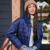 Coats & Jackets * | &Mer-001 Follow Your Heart Quilted Pocketed Jacket Navy Final Sale