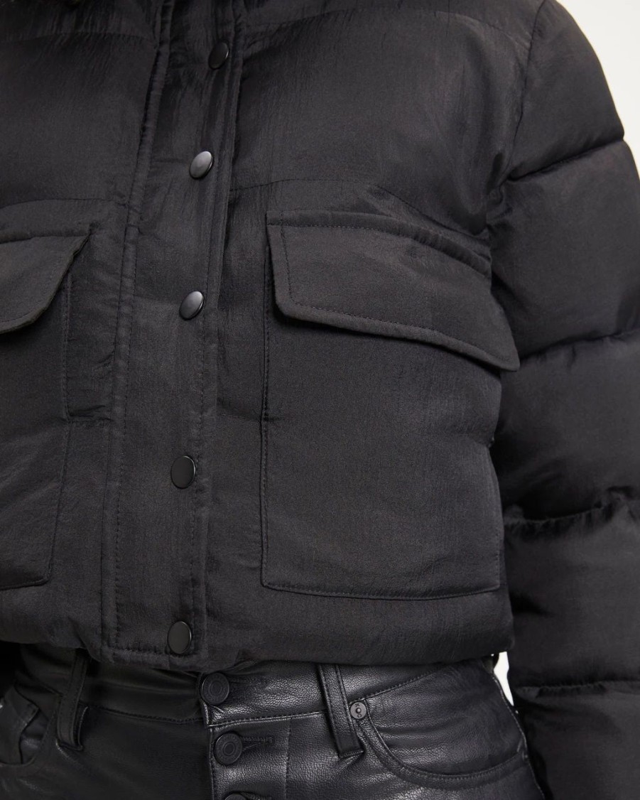 Coats & Jackets * | Blue-001 Below Zero Pocketed Puff Jacket Black Final Sale