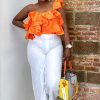 Tops * | Shop Kloset Essentials A Really Cute Ruffle Top (Orange)