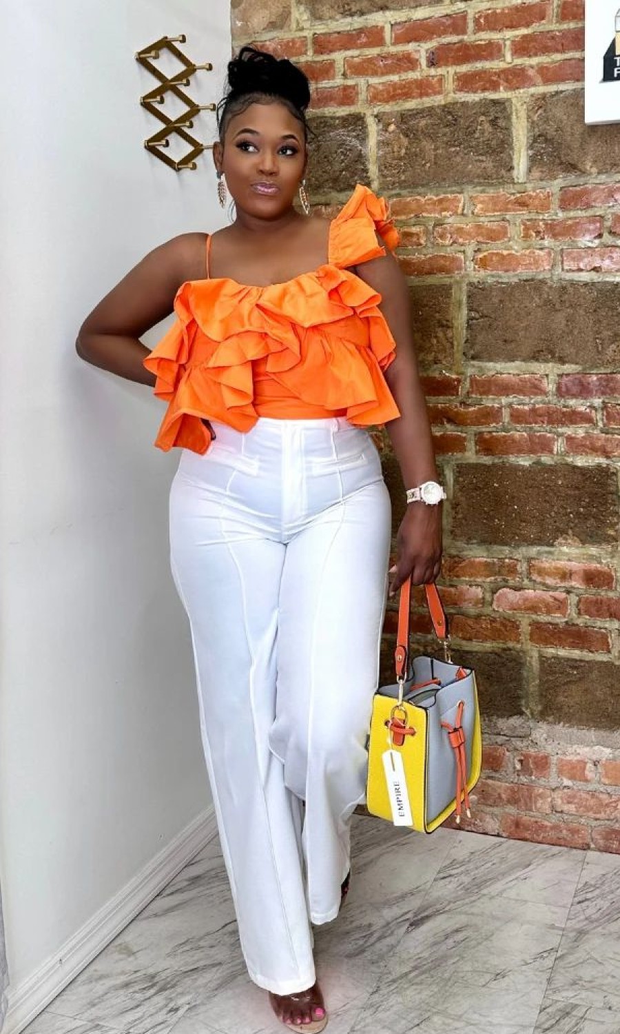 Tops * | Shop Kloset Essentials A Really Cute Ruffle Top (Orange)