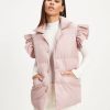 Coats & Jackets * | Buck-001 Winter Glam Pocketed Ruffle Puff Vest Dusty Pink Final Sale