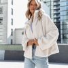 Coats & Jackets * | Acoa-001 Sarah Pocketed Faux Fur Jacket Ivory Final Sale