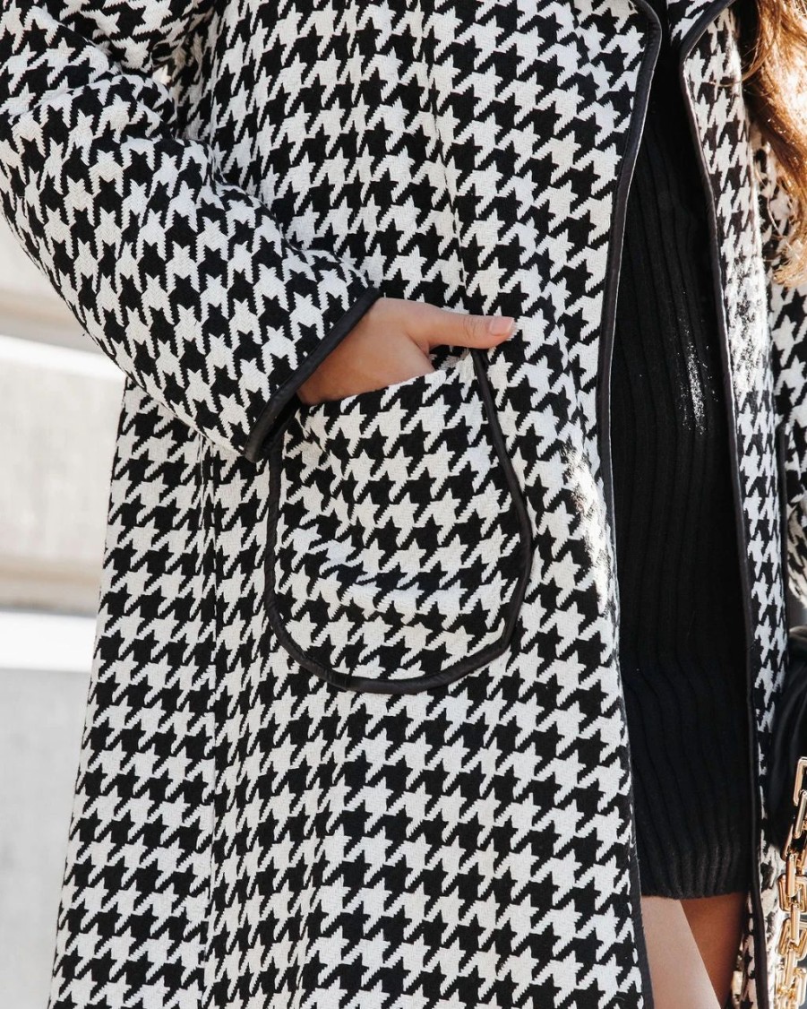 Coats & Jackets * | Prom-001 Normandy Houndstooth Pocketed Coat Final Sale