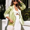 Coats & Jackets * | Endl-001 Jonelle Pocketed Satin Blazer Lime Sale