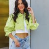 Coats & Jackets * | Pol-001 Adaley Cotton Distressed Crop Corduroy Jacket Lime Final Sale