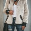 Coats & Jackets * | Fate-001 Vanity Faux Fur Leather Trim Pocketed Jacket Final Sale