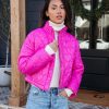 Coats & Jackets * | &Mer-001 Follow Your Heart Quilted Pocketed Jacket Hot Pink Final Sale