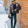 Coats & Jackets * | Tcec-001 Giada Pocketed Python Puffer Jacket Burgundy Final Sale