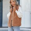 Coats & Jackets * | Wish-001 Paulette Pocketed Sherpa Vest Camel Final Sale