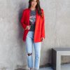 Coats & Jackets * | Endl-001 Miss Independent Double Breasted Pocketed Blazer Red Final Sale