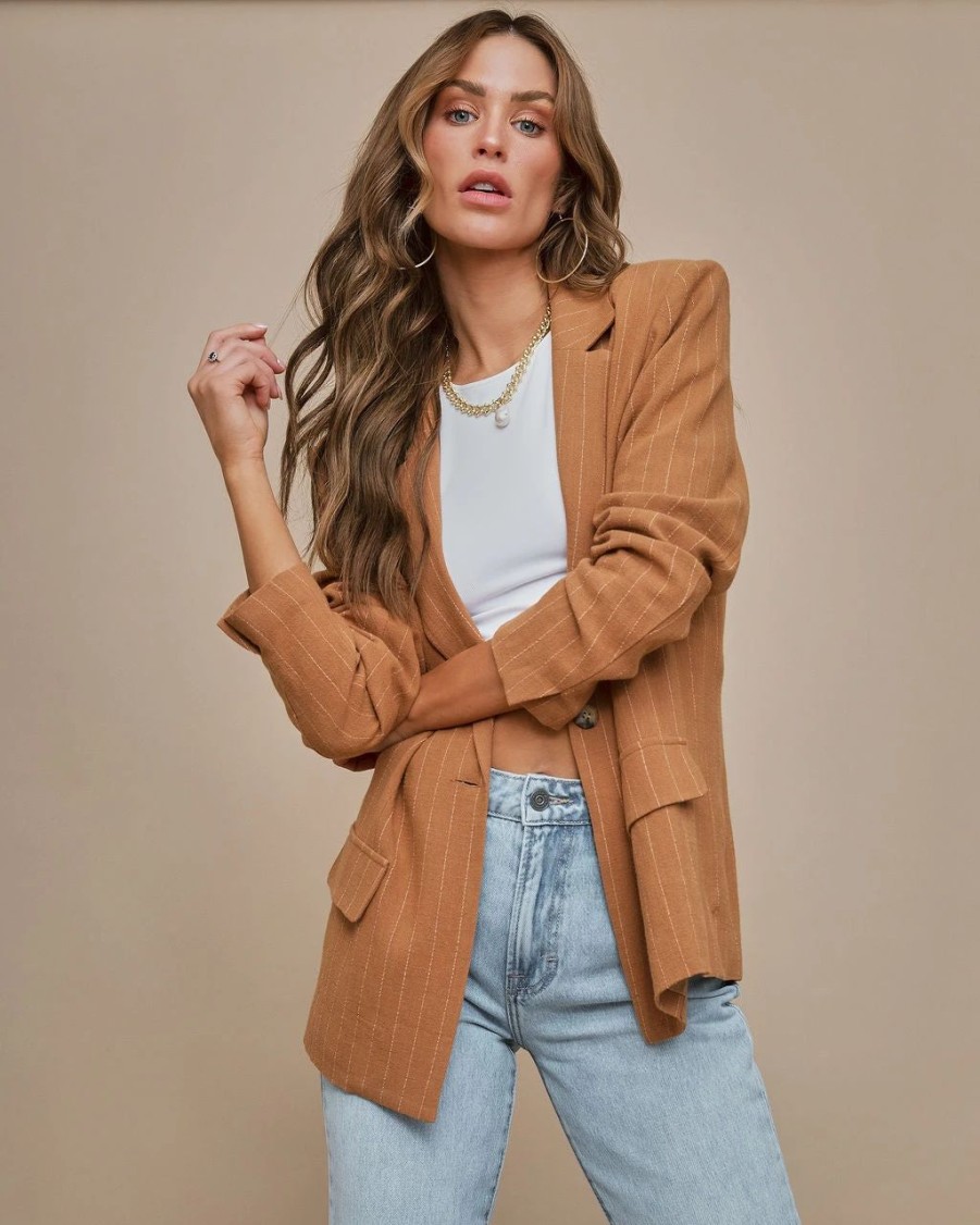 Coats & Jackets * | Acoa-001 Amber Linen Blend Blazer Final Sale