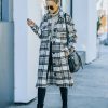 Coats & Jackets * | Lumi-001 Wayland Pocketed Plaid Coat Brown Final Sale