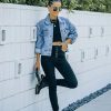 Coats & Jackets * | Danc-001 High Road Cropped Denim Jacket Final Sale