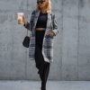 Coats & Jackets * | Skie-001 City Night Strolls Plaid Pocketed Coat Final Sale