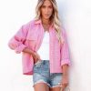 Coats & Jackets * | Entr-001 Holland Tweed Button Down Shacket Pink Last Chance