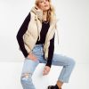 Coats & Jackets * | Tcec-001 Shelton Pocketed Hooded Faux Leather Puffer Vest Beige