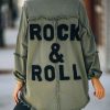 Coats & Jackets * | Elan-001 Cotton Rock & Roll Frayed Utility Jacket Olive Final Sale