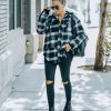 Coats & Jackets * | Vint-001 Jadelyn Cotton Hooded Plaid Shacket Final Sale