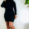 Dresses * | Shop Kloset Essentials Black Long Sleeve Ruched Dress