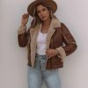 Coats & Jackets * | Oliv-001 Shona Pocketed Faux Leather Sherpa Jacket Brown Final Sale