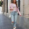 Coats & Jackets * | Skyl-002 Not Your Gal Pocketed Moto Jacket Pink Final Sale