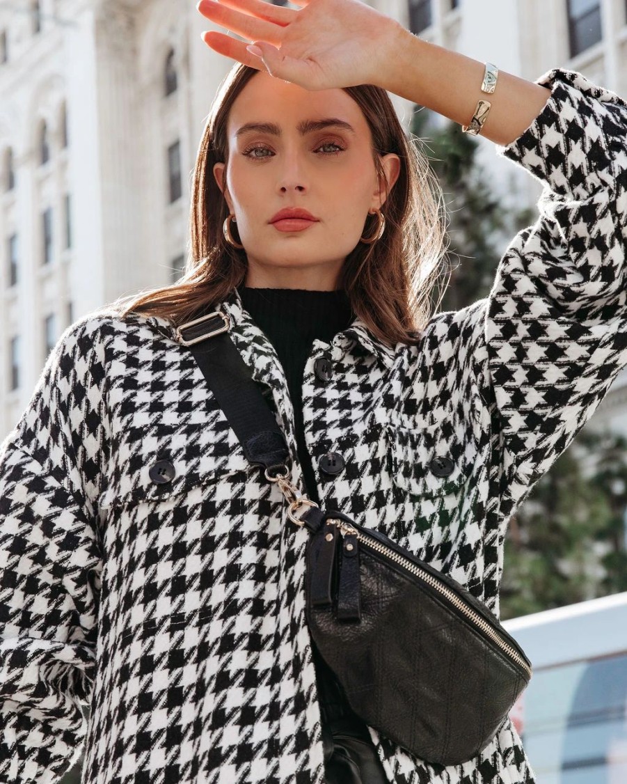 Coats & Jackets * | Fate-001 Call Me Pocketed Houndstooth Coat Final Sale