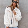 Coats & Jackets * | Thre-001 Zurich Pocketed Sherpa Jacket Ivory Final Sale