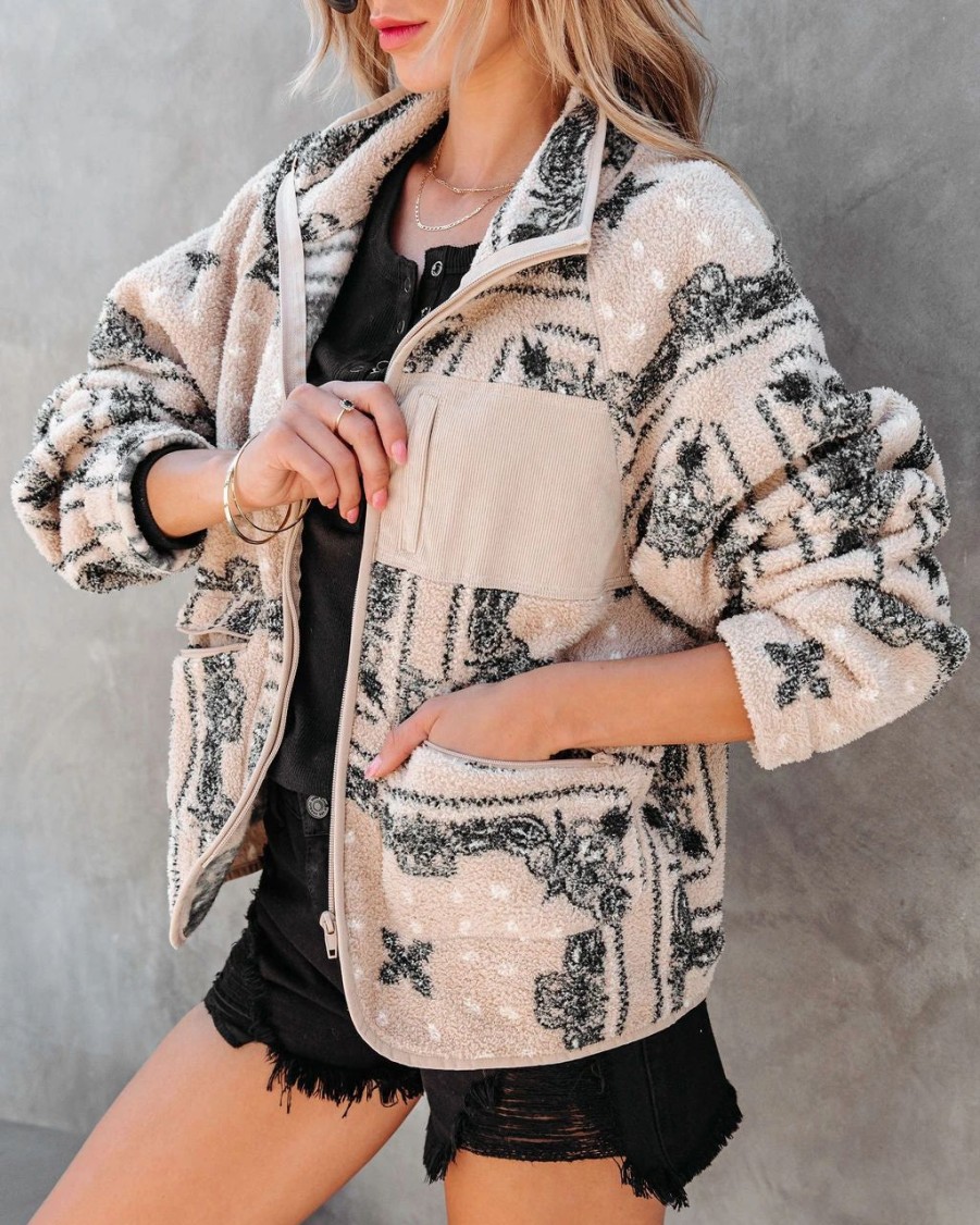 Coats & Jackets * | Very-001 Wild Wild West Pocketed Bandana Teddy Jacket Final Sale