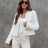 Coats & Jackets * | Endl-001 Mademoiselle Chain Link Trim Jacket Ivory Sale