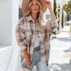 Coats & Jackets * | Miou-001 Gilroy Button Down Plaid Shacket Last Chance