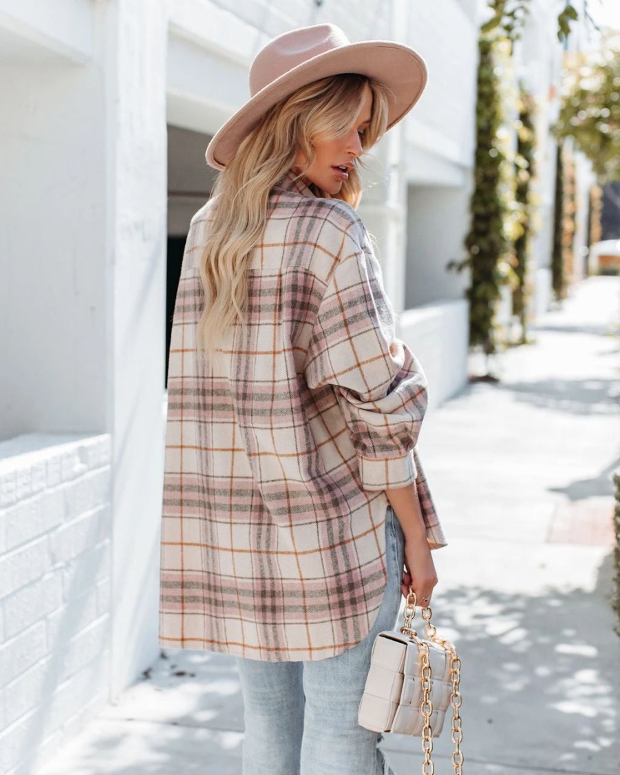 Coats & Jackets * | Miou-001 Gilroy Button Down Plaid Shacket Last Chance