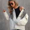 Coats & Jackets * | Pol-001 Glam Rodeo Pocketed Studded Embroidered Jacket White Final Sale