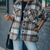 Coats & Jackets * | Lush-001 Woodwork Pocketed Sherpa Lined Plaid Shacket Final Sale