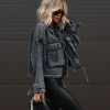 Coats & Jackets * | A Pe-001 Own It Mineral Wash Denim Jacket Black Final Sale