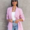 Coats & Jackets * | Entr-001 Catalina Houndstooth Pocketed Blazer Pink Sale