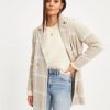 Coats & Jackets * | Fore-001 Coming To Town Plaid Pocketed Coat Beige Final Sale